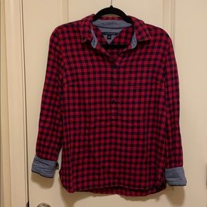 Long Sleeve Red and Black Checkered Top